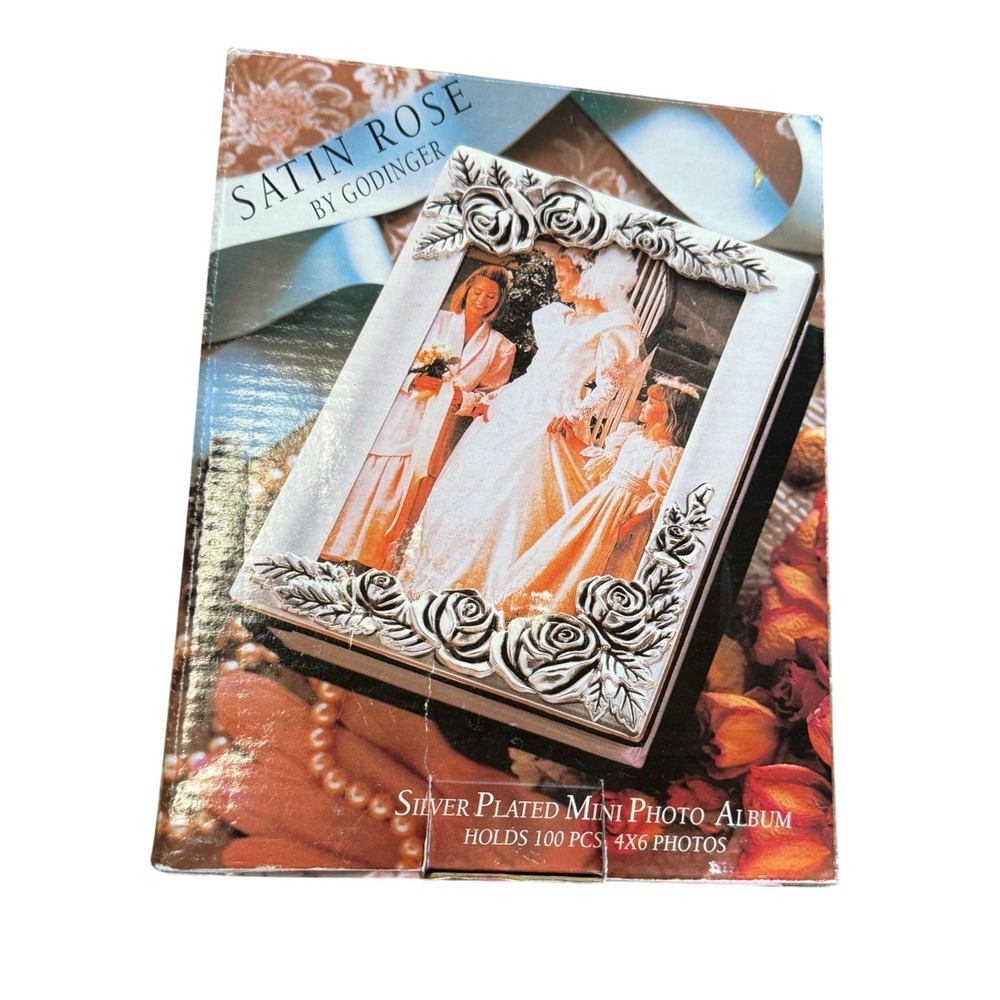 Vintage Godinger Satin Rose Silver Plated Mini Photo Album